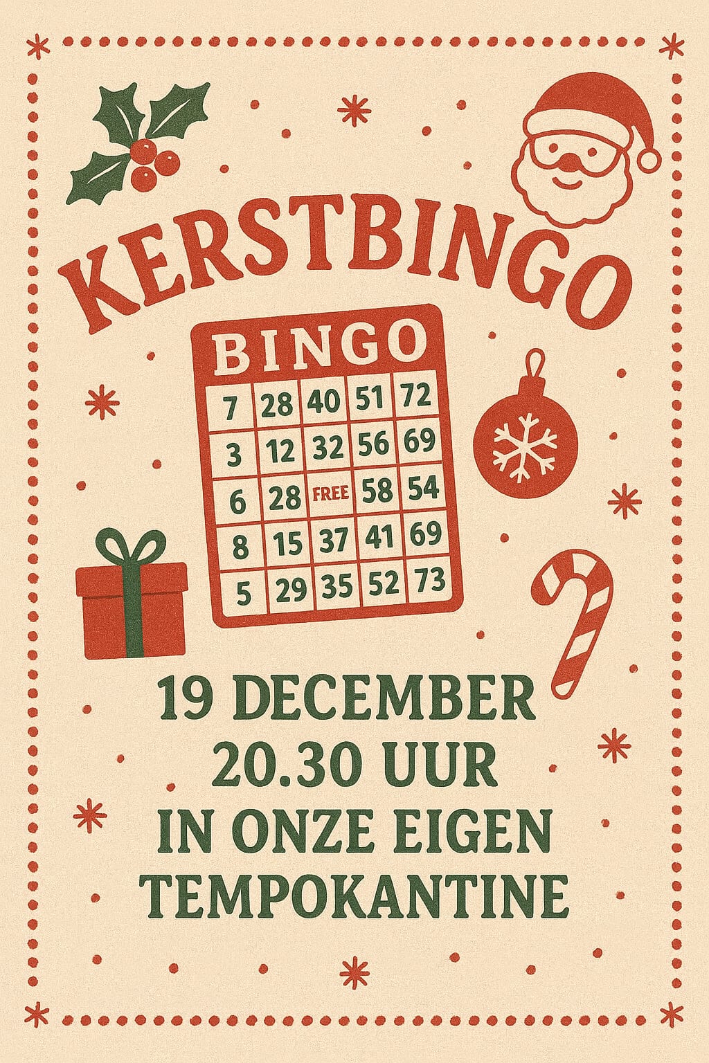 Kerstbingo in de kantine!